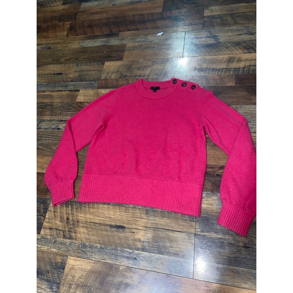 J.Crew Button-detail crewneck‎ sweater in Supersoft yarn